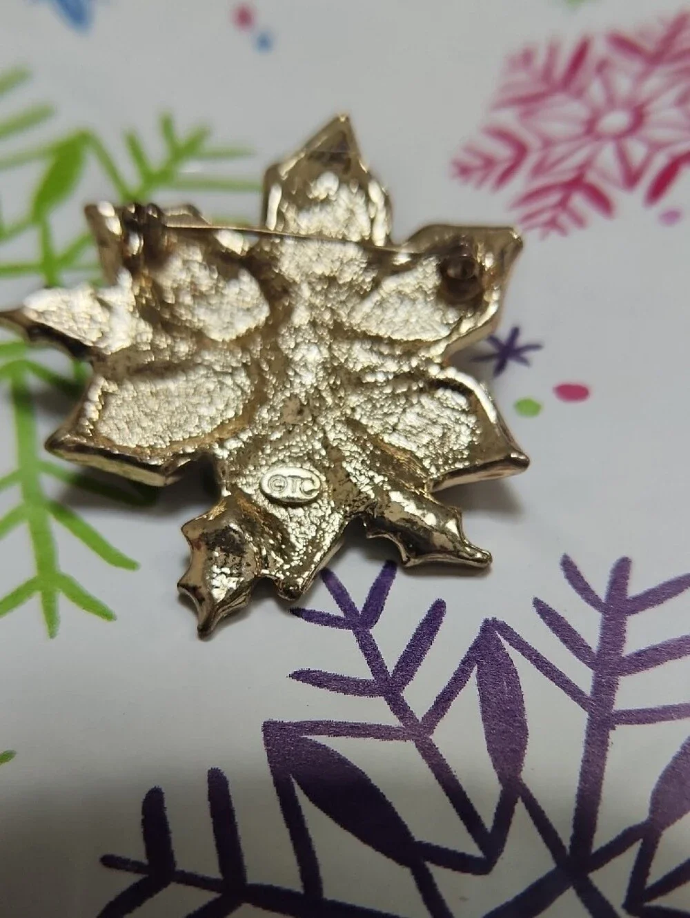 Christmas In July!! TC Brand Festive Red and Green Poinsettia Brooch